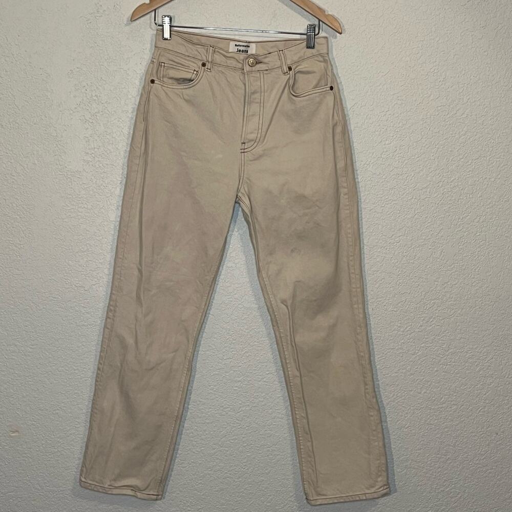 Reformation Cynthia High Rise Straight button fly jeans Preppy Casual Neutral